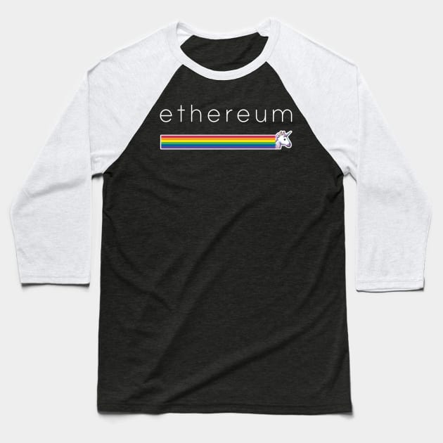 Ethereum + Unicorn + Rainbow Triplet Baseball T-Shirt by mangobanana